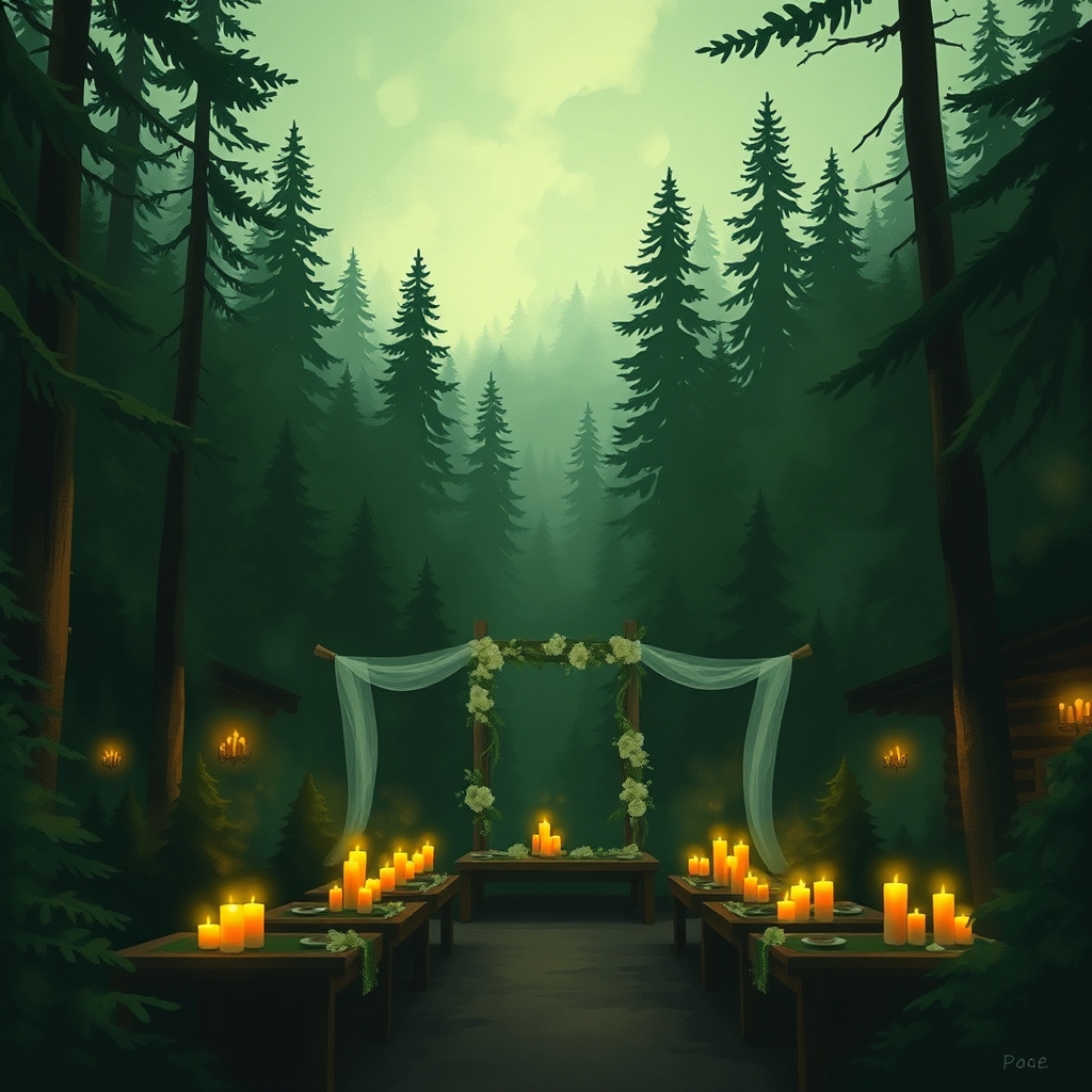 Wedding reception atmosphere at Oak and Pines